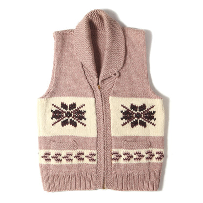 [棒TALONジッパー] 70s ショールカラー フルジップ カウチンニット ベスト