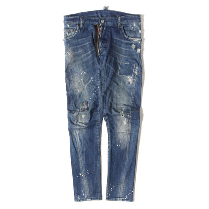 ダメージリペア加工 立体裁断 ストレッチ デニムパンツ(Tidy Biker Jean)