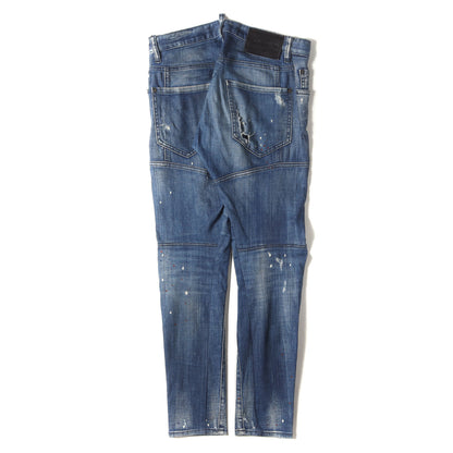 ダメージリペア加工 立体裁断 ストレッチ デニムパンツ(Tidy Biker Jean)