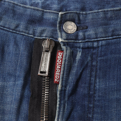 ダメージリペア加工 立体裁断 ストレッチ デニムパンツ(Tidy Biker Jean)