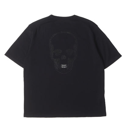 スワロフスキー&メタルビーズ ロゴ Vネック 半袖 コットンニット