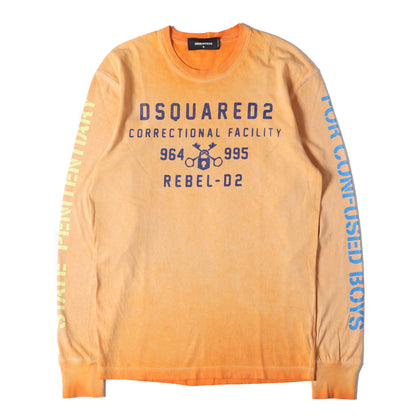 ピグメントダイ加工 クラックプリント ロングスリーブ Tシャツ