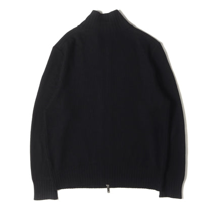 リブ編み ハイネック フルジップ ウールニット