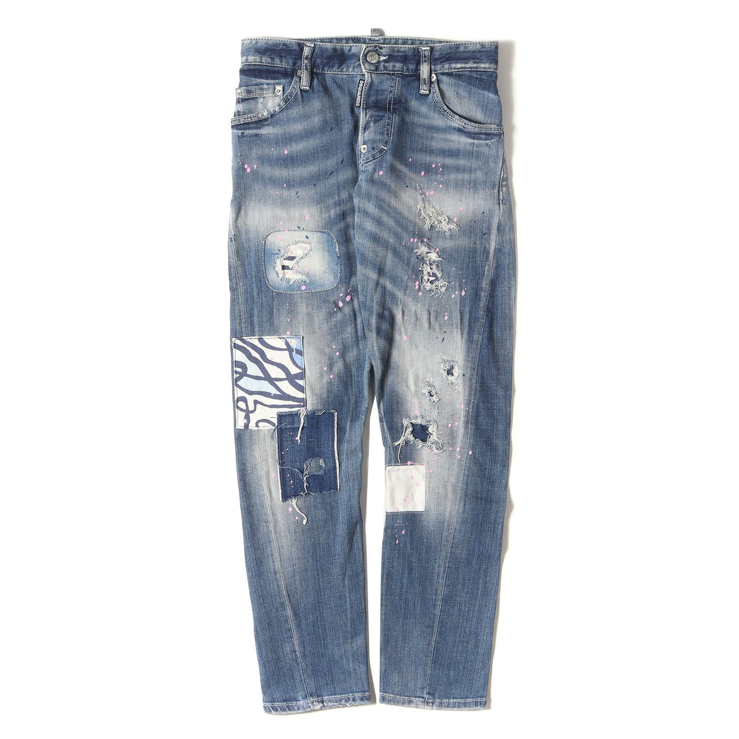 ダメージリペア加工 立体裁断 ストレッチ デニムパンツ(M.B.JEAN)