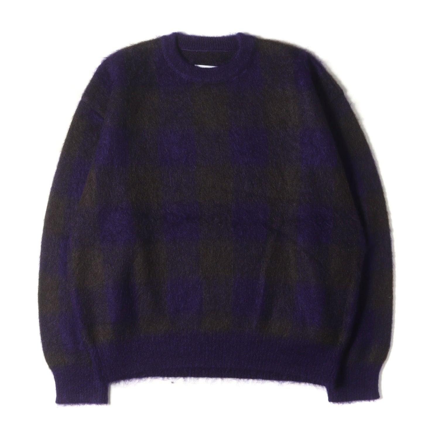 23AW ブロックチェック オーバーサイズ モヘヤニット セーター(COLOR COMBINATION MOHAIR LS)