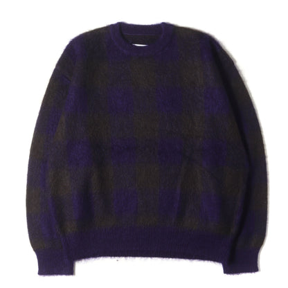 23AW ブロックチェック オーバーサイズ モヘヤニット セーター(COLOR COMBINATION MOHAIR LS)
