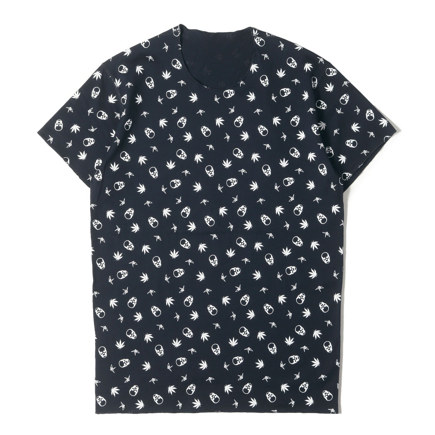 ×1piu1uguale3 スカル&マリファナ&折り鶴 モノグラム Tシャツ