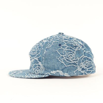 21SS ローズ柄 ジャガード デニム 6パネルキャップ(Rose pattern Jacquard denim cap)