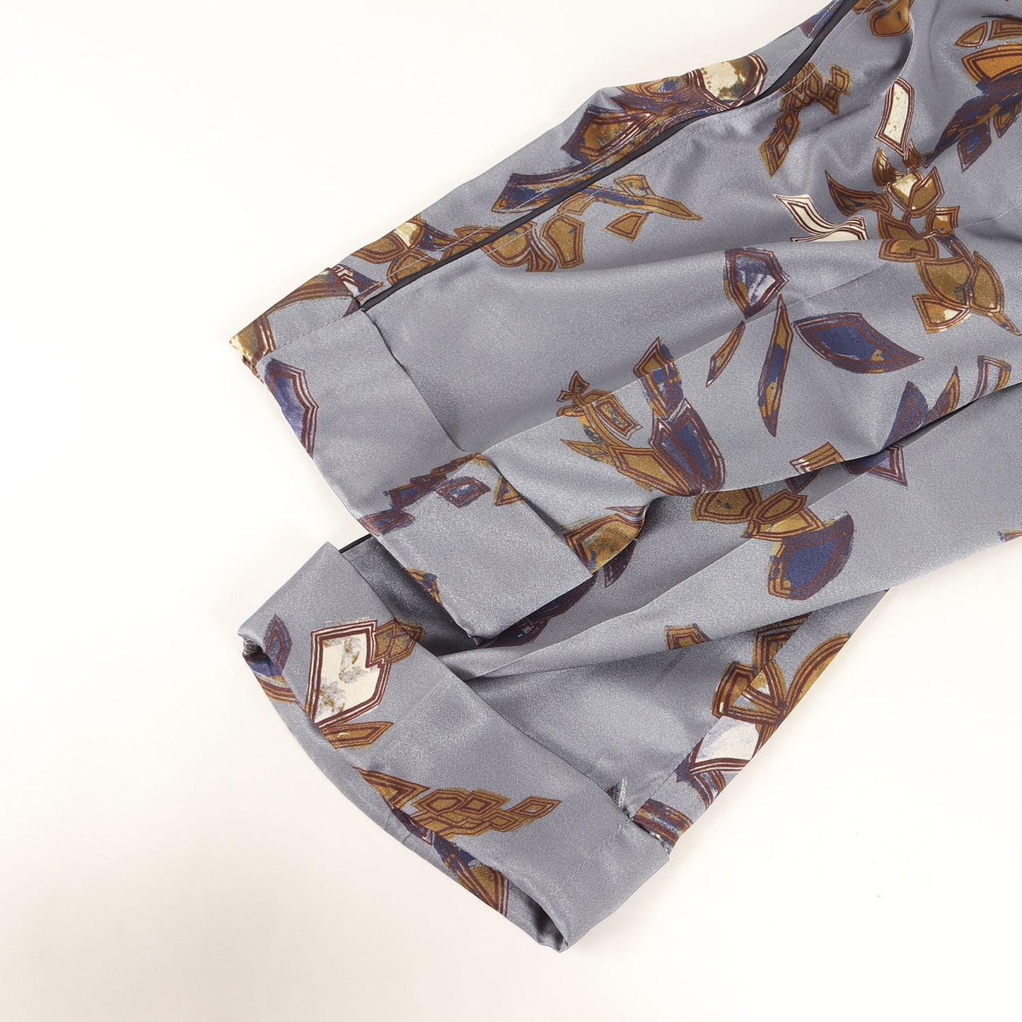 フラワー柄 サテン 2タック テーパード イージー スラックスパンツ