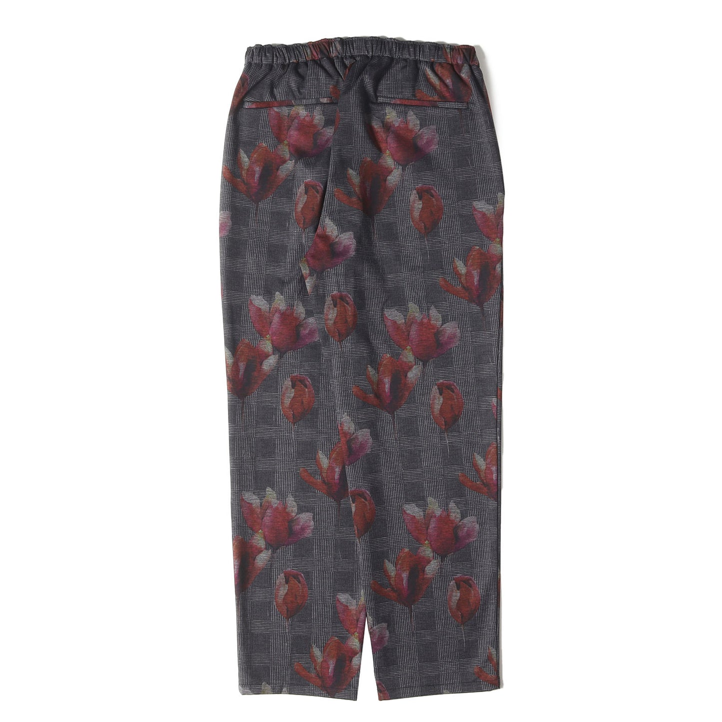 フラワー グレンチェック ストレッチ テーパード イージーパンツ