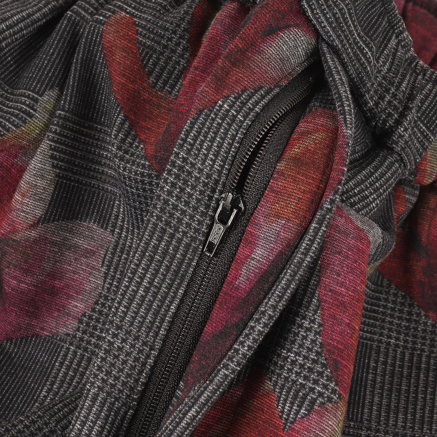 フラワー グレンチェック ストレッチ テーパード イージーパンツ