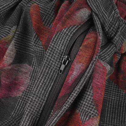 フラワー グレンチェック ストレッチ テーパード イージーパンツ