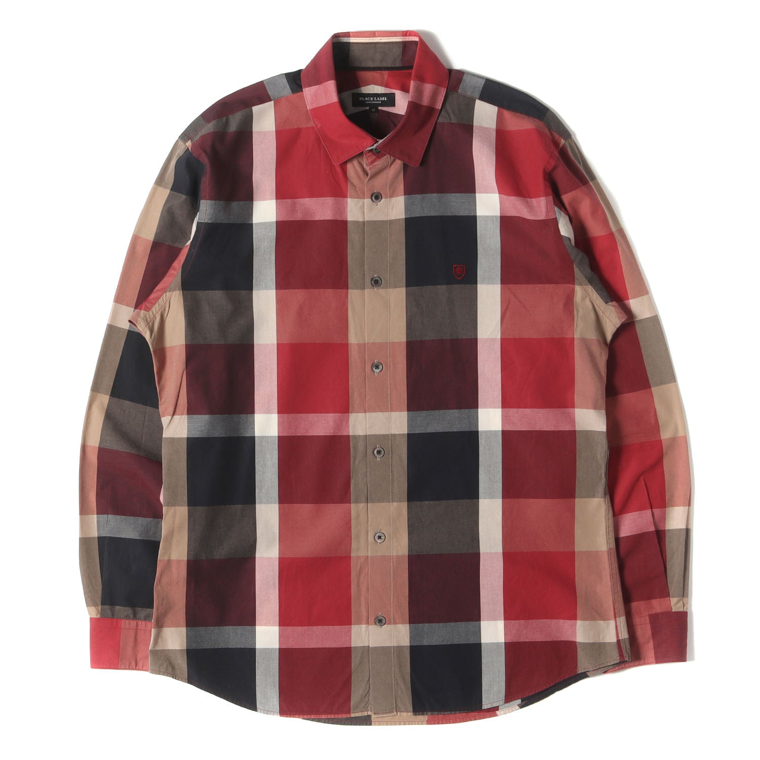 BURBERY BLACK LABEL バーバリー　横縞シャツ　黒 バーバリーブラックレーベルBURBERRY左胸マークグレーボーダー加工