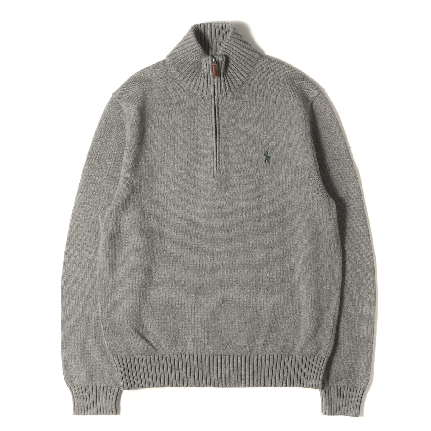 [現行モデル] ポニー刺繍 ハーフジップ リブ コットンニット