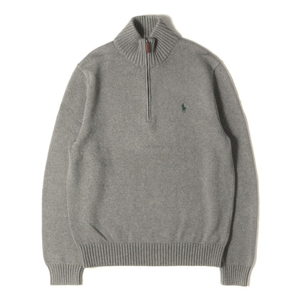 [現行モデル] ポニー刺繍 ハーフジップ リブ コットンニット