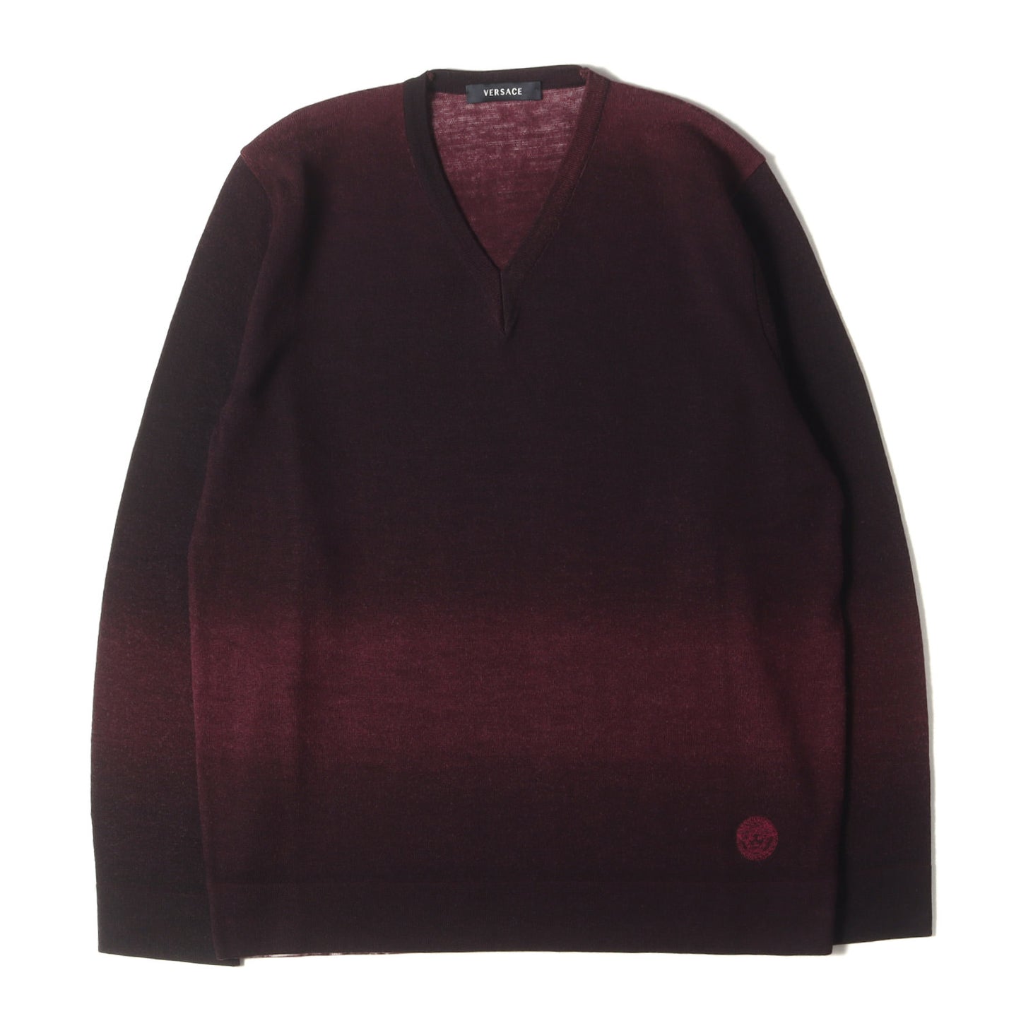 メデューサ刺繍 グラデーションプリント Vネック ウールニット