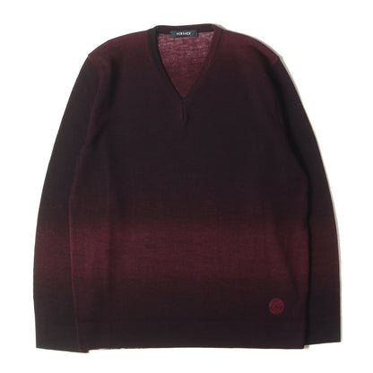 メデューサ刺繍 グラデーションプリント Vネック ウールニット