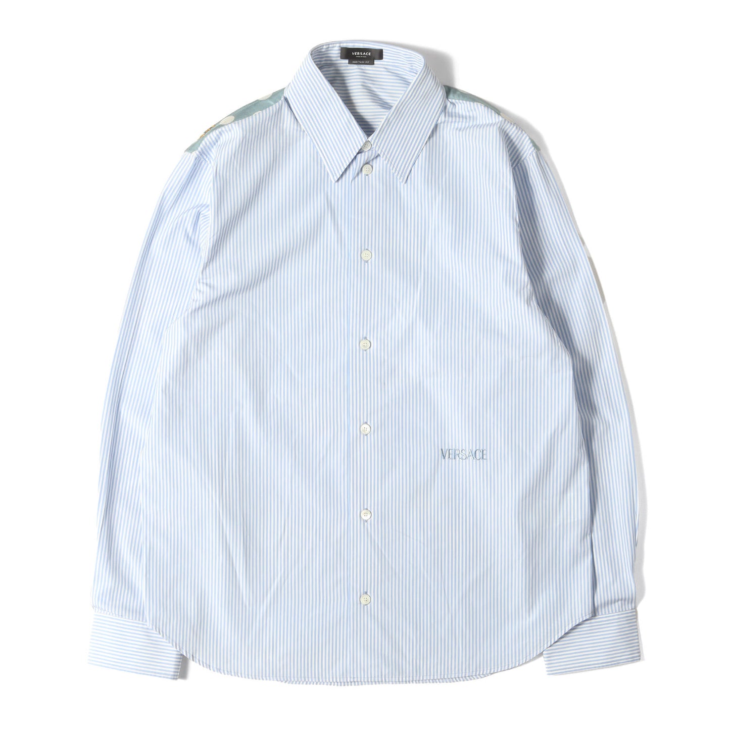 シルクスカーフ切替し ストライプ コットンシャツ(HERITAGE FIT)