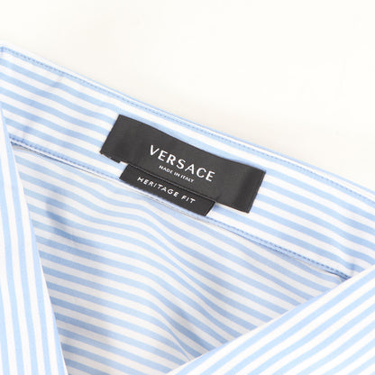 シルクスカーフ切替し ストライプ コットンシャツ(HERITAGE FIT)