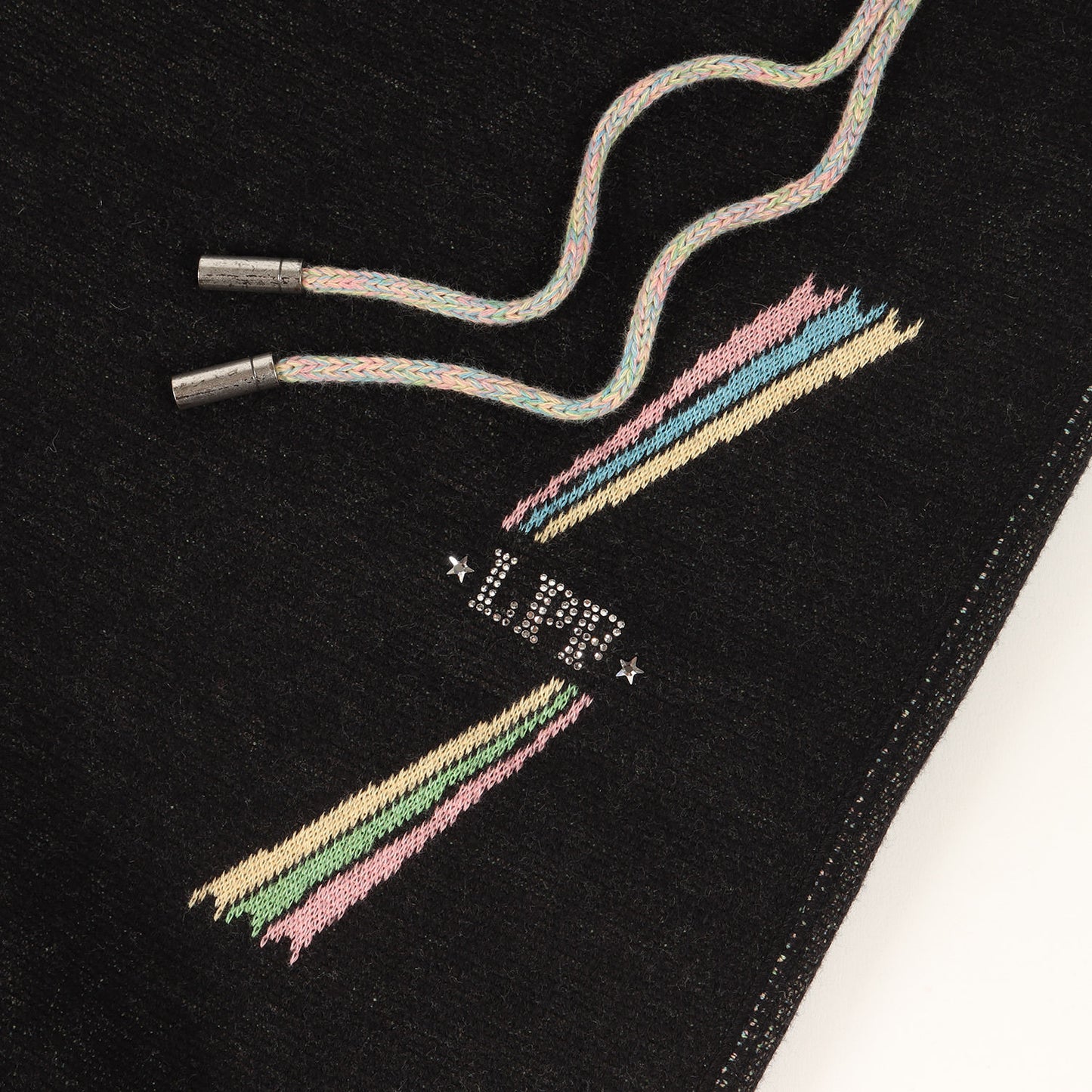 ラインストーンロゴ コットン/カシミヤニット パンツ