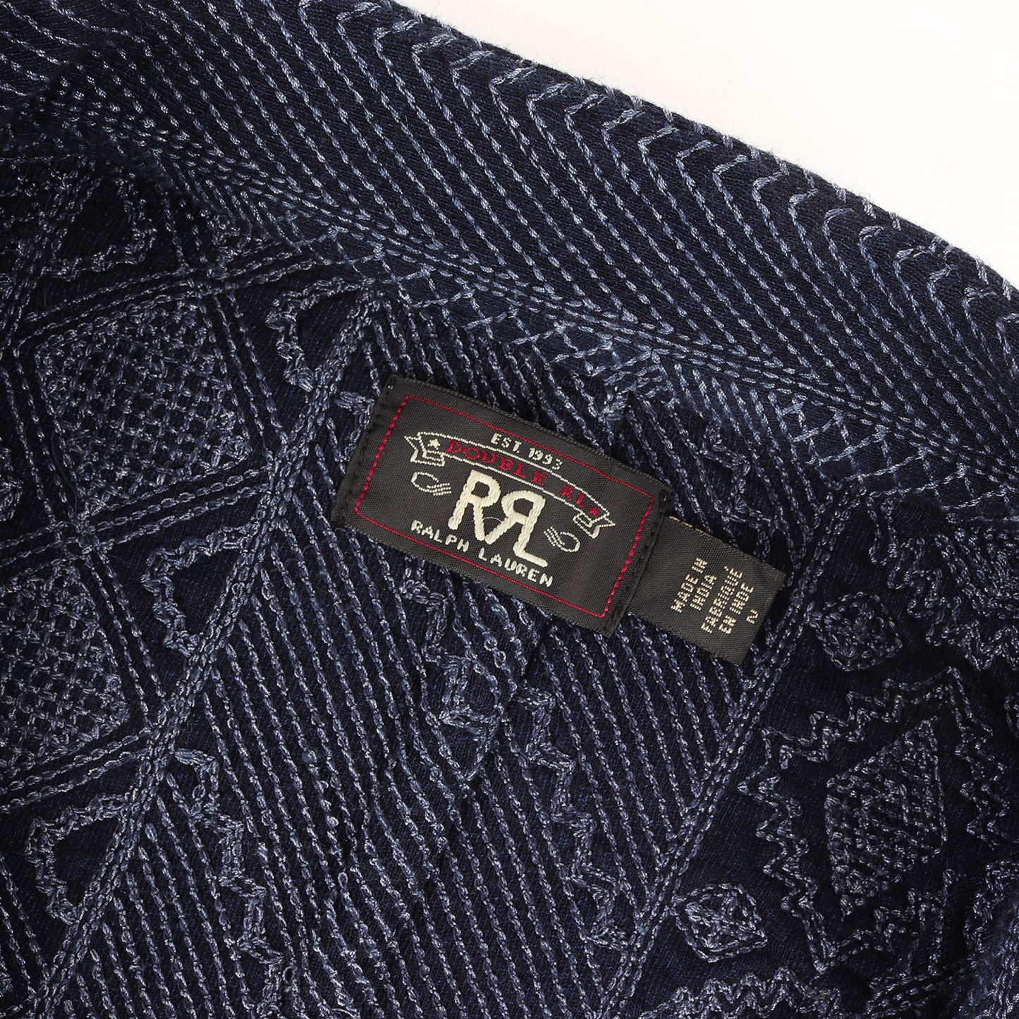 22年製 藍染め 刺し子 スタンドカラー コート