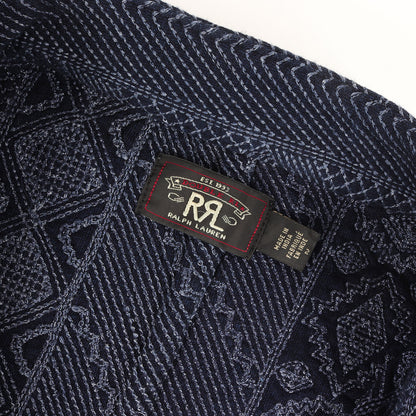 22年製 藍染め 刺し子 スタンドカラー コート