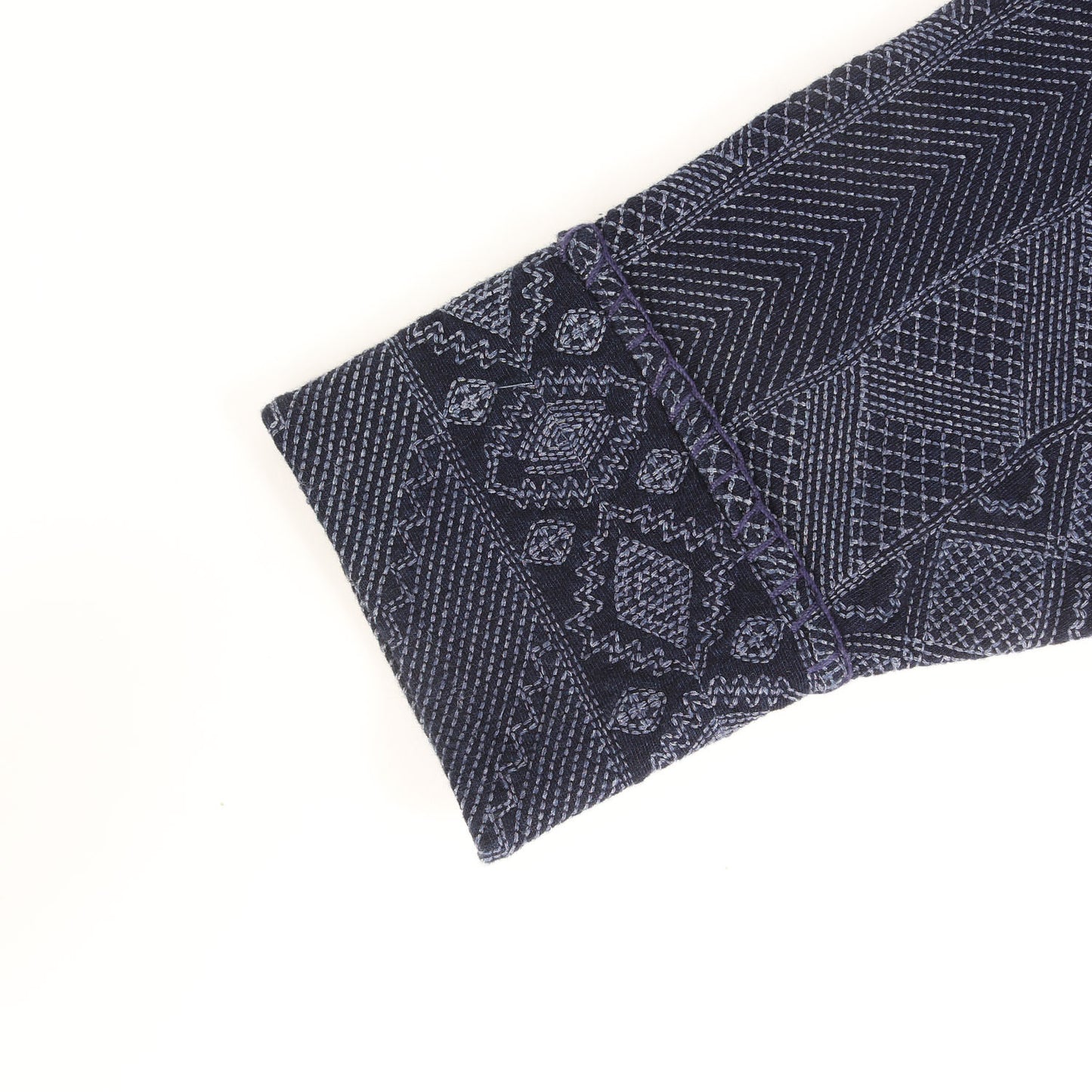 22年製 藍染め 刺し子 スタンドカラー コート