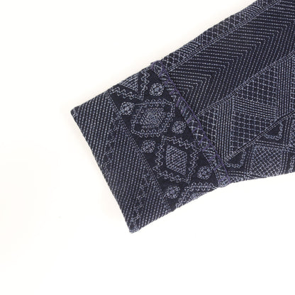 22年製 藍染め 刺し子 スタンドカラー コート