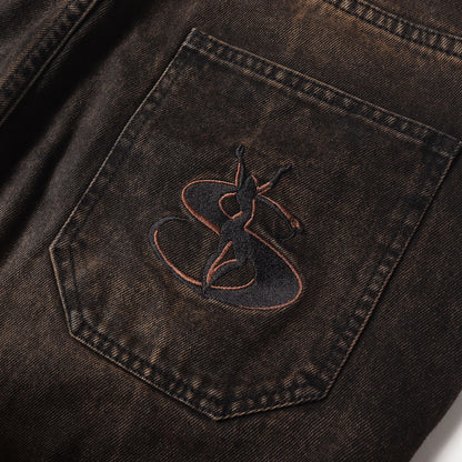 ブリーチ加工 ワイド デニムパンツ(Bleached Phantasy Jeans)