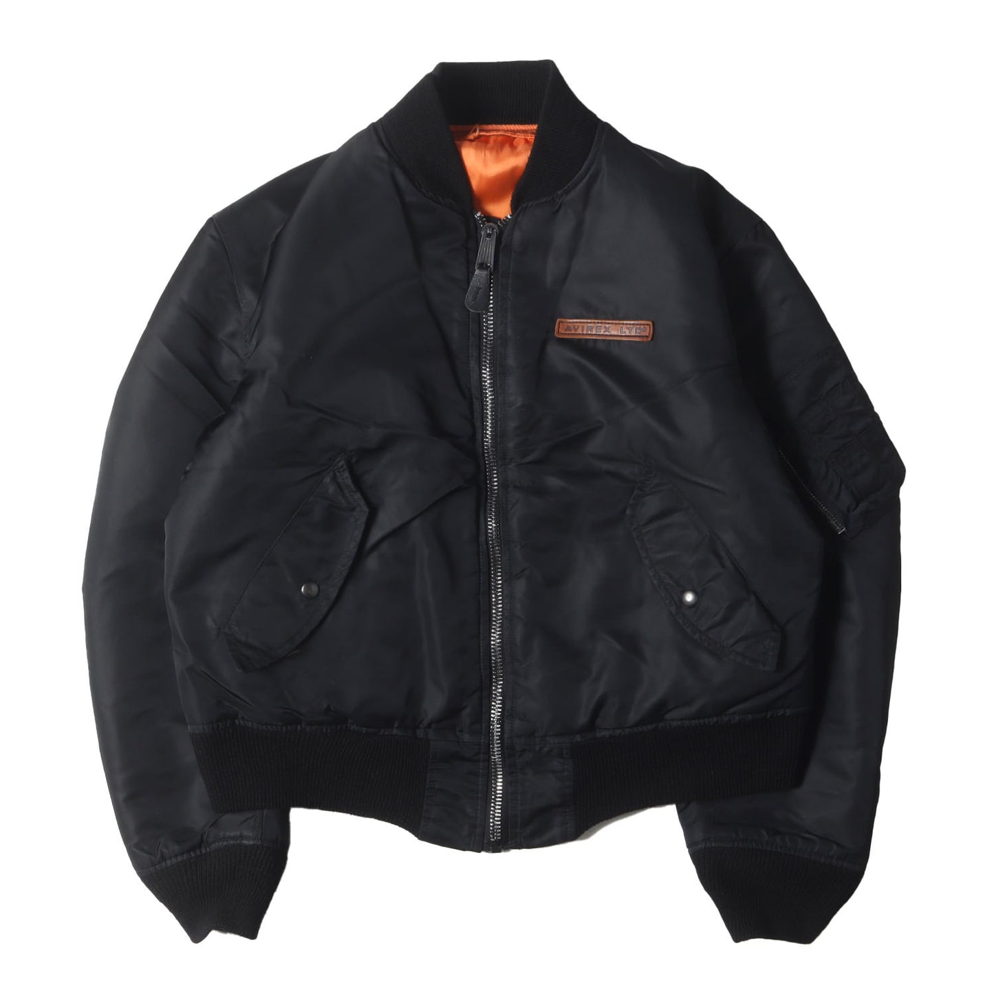 90s レザーロゴパッチ付き MA-1 フライトジャケット USA製