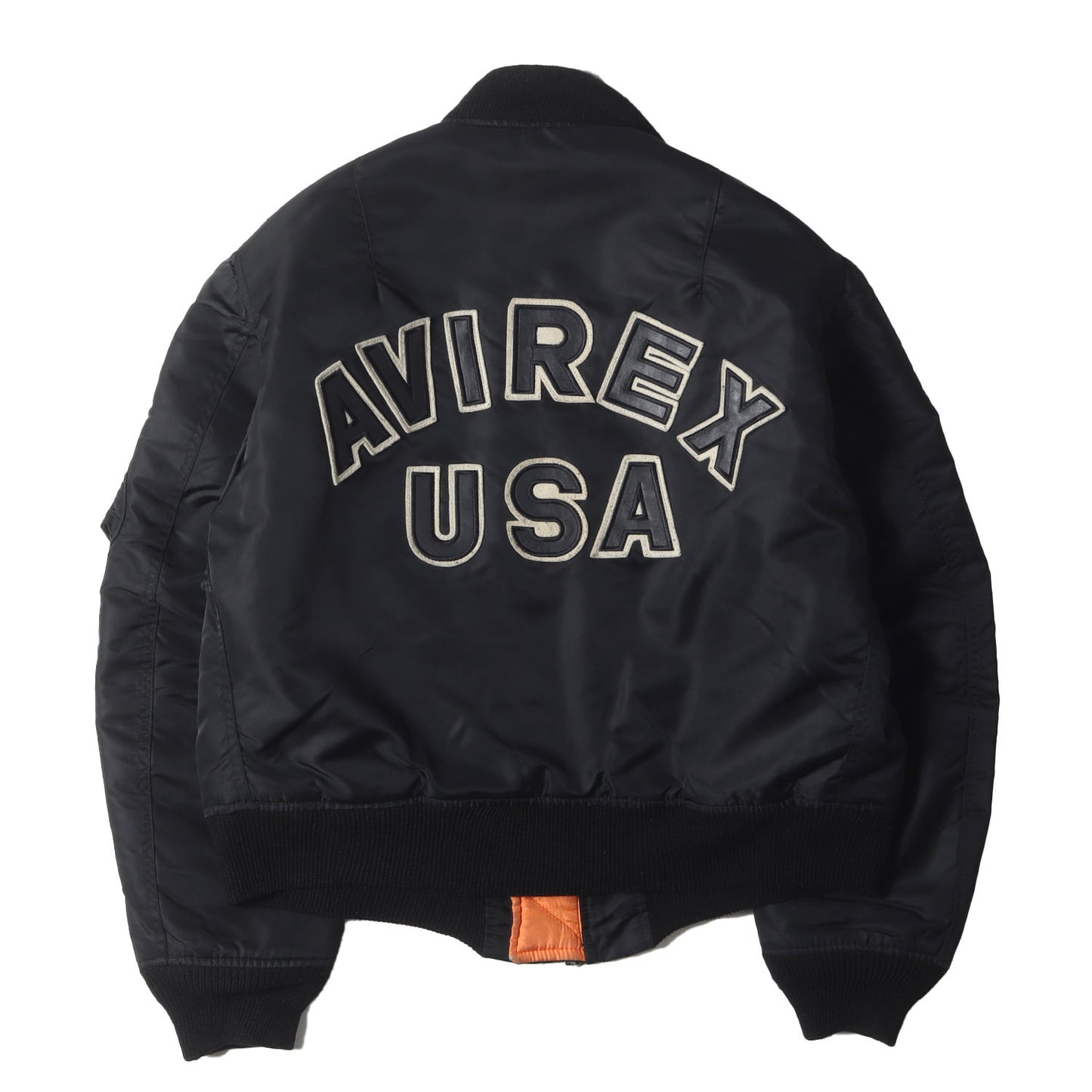 90s レザーロゴパッチ付き MA-1 フライトジャケット USA製