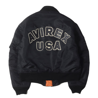 90s レザーロゴパッチ付き MA-1 フライトジャケット USA製