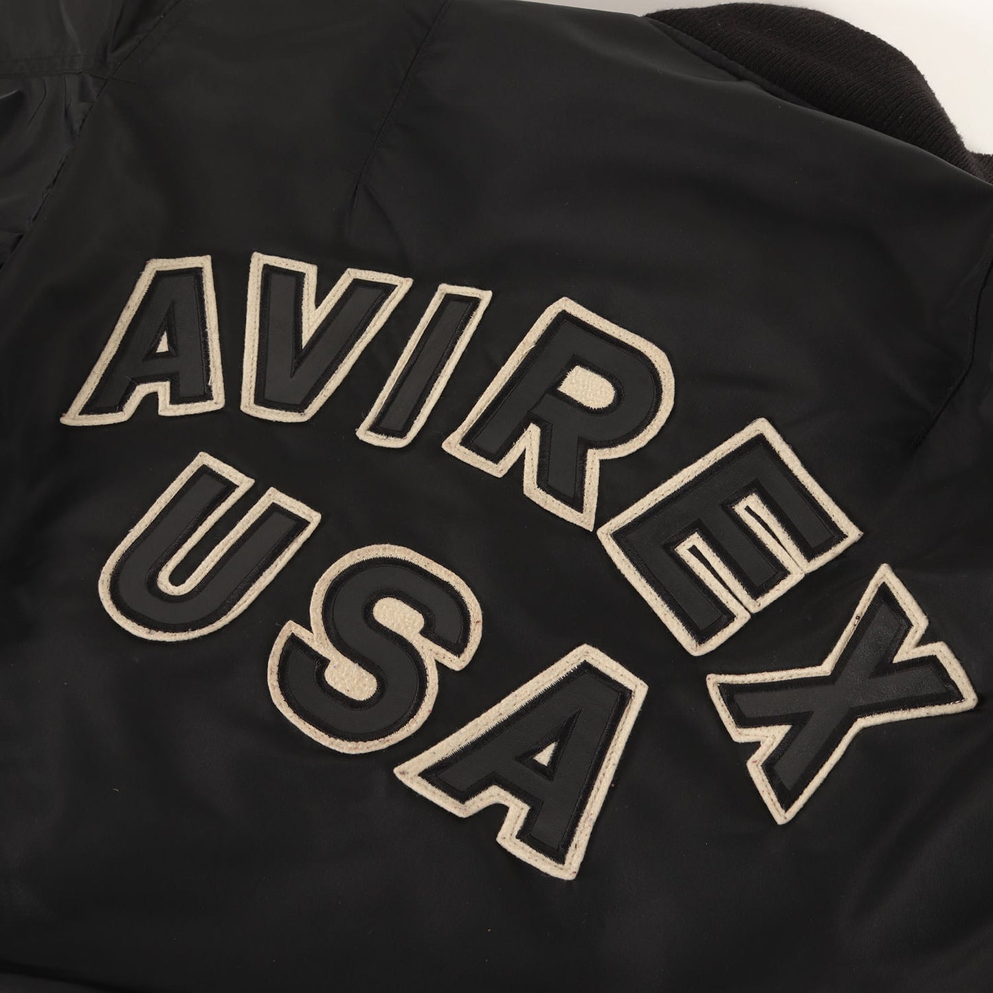 90s レザーロゴパッチ付き MA-1 フライトジャケット USA製