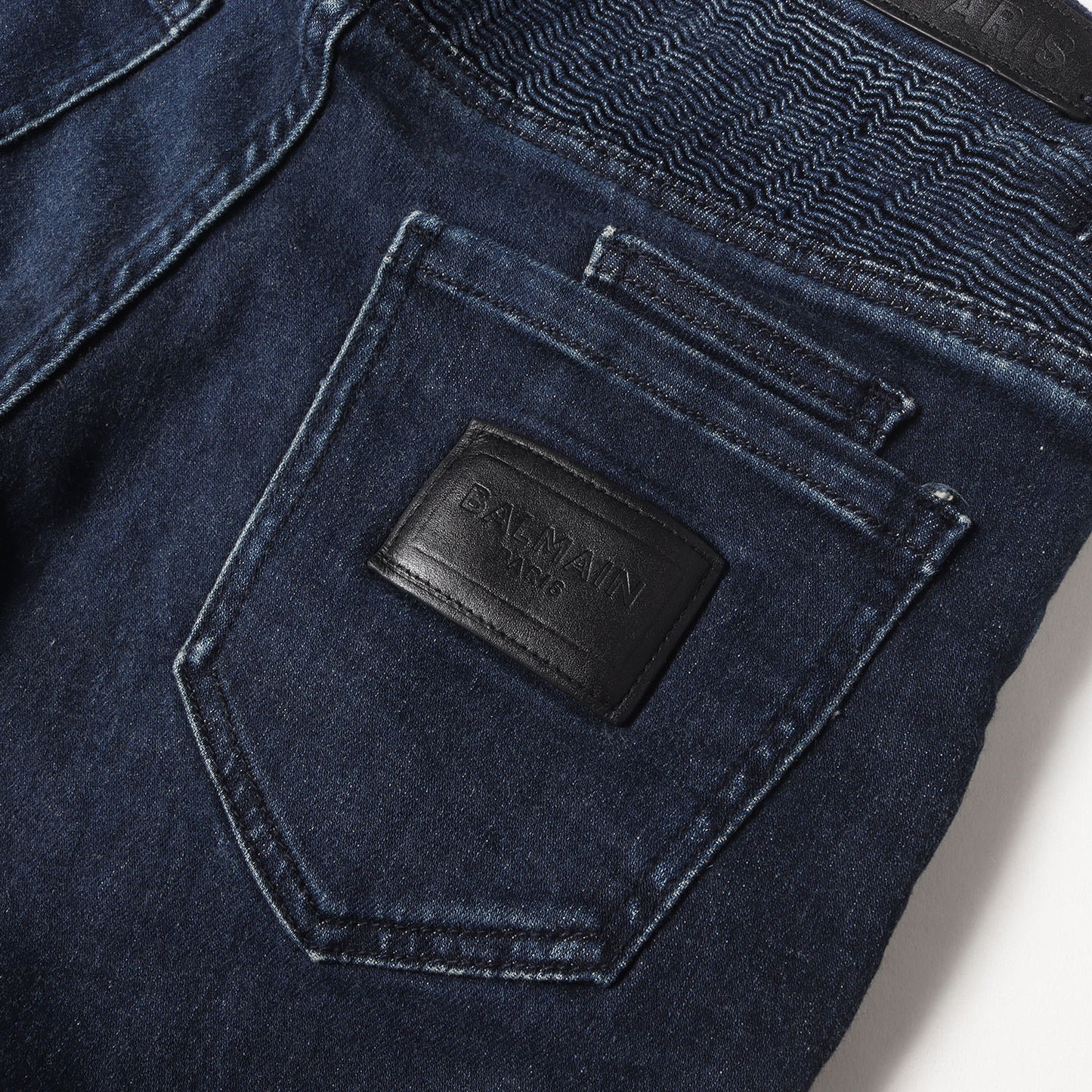 ストレッチ スキニー バイカー デニムパンツ