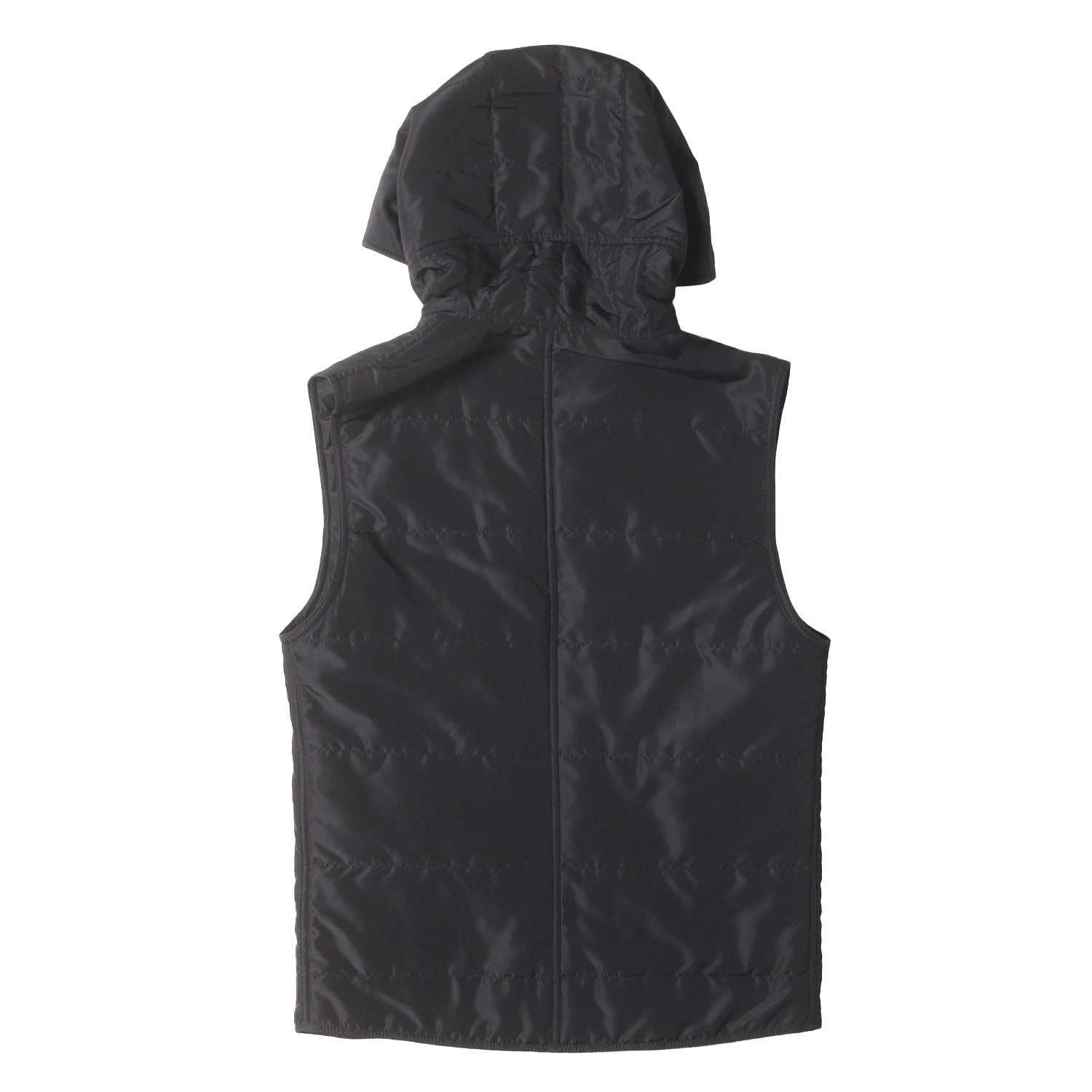 ロゴプレート付き 中綿 フード ジップ ベスト - ブランド古着の通販