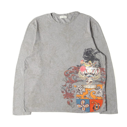 エンブレムグプリント フラワー柄 ロングスリーブ Tシャツ