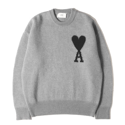 ハートロゴ クルーネック ウールニット セーター
