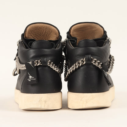チェーン付き レザー ミッドカット スニーカー