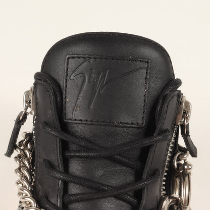 チェーン付き レザー ミッドカット スニーカー