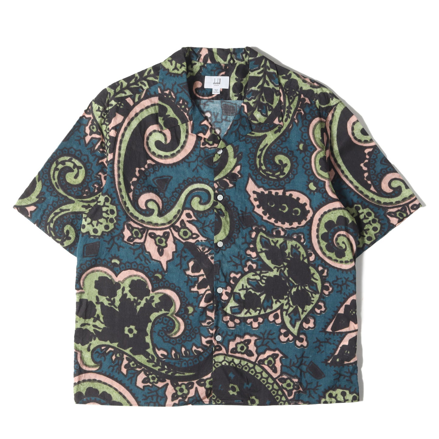 近年モデル ペイズリー 全面グラフィック オープンカラー 半袖シャツ