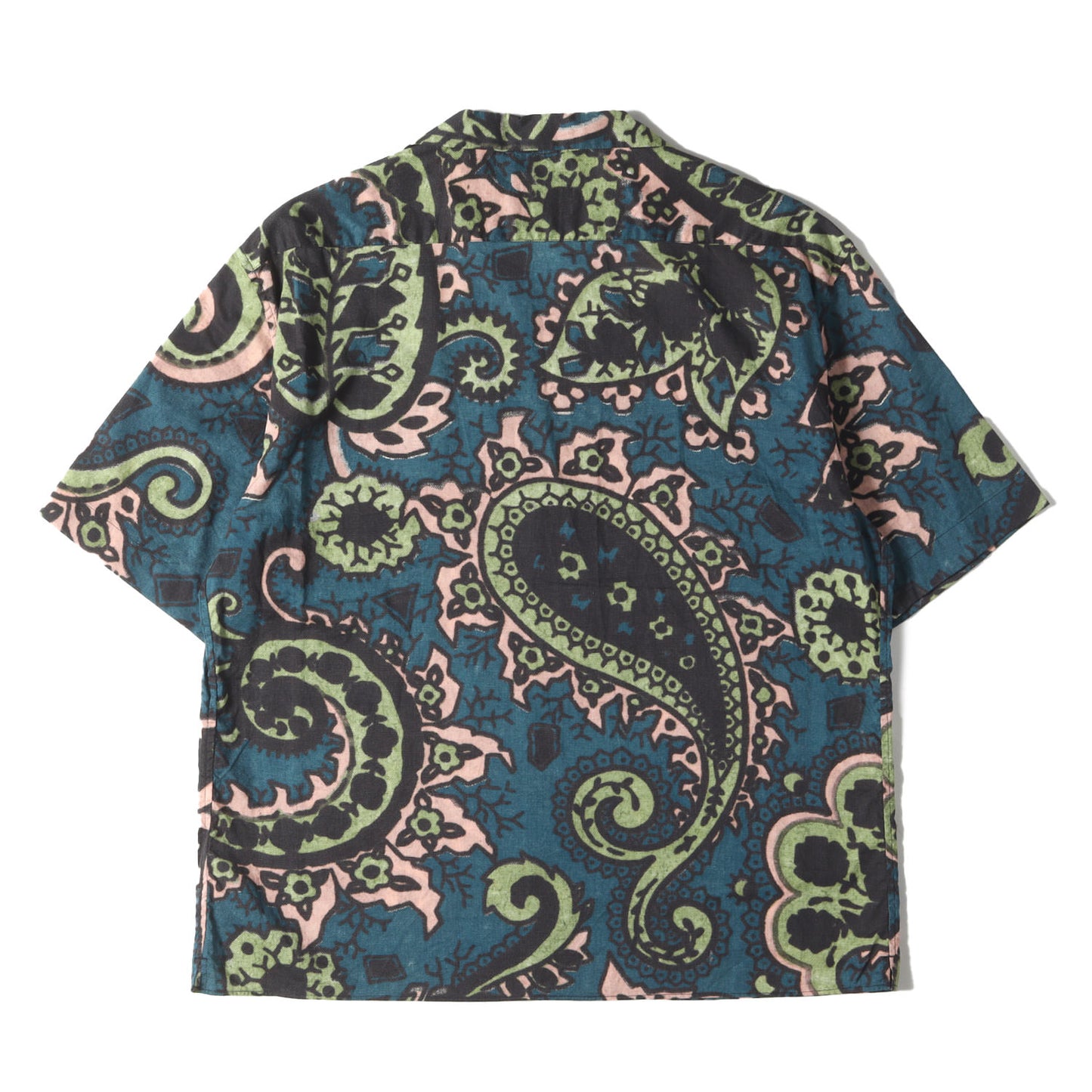 近年モデル ペイズリー 全面グラフィック オープンカラー 半袖シャツ