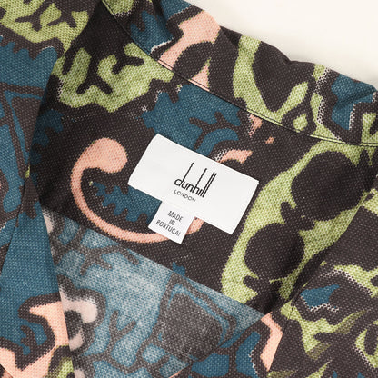 近年モデル ペイズリー 全面グラフィック オープンカラー 半袖シャツ