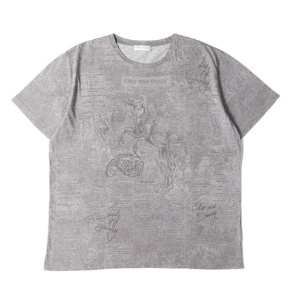 ビーズペイズリー ニュースペーパー 全面プリント Tシャツ