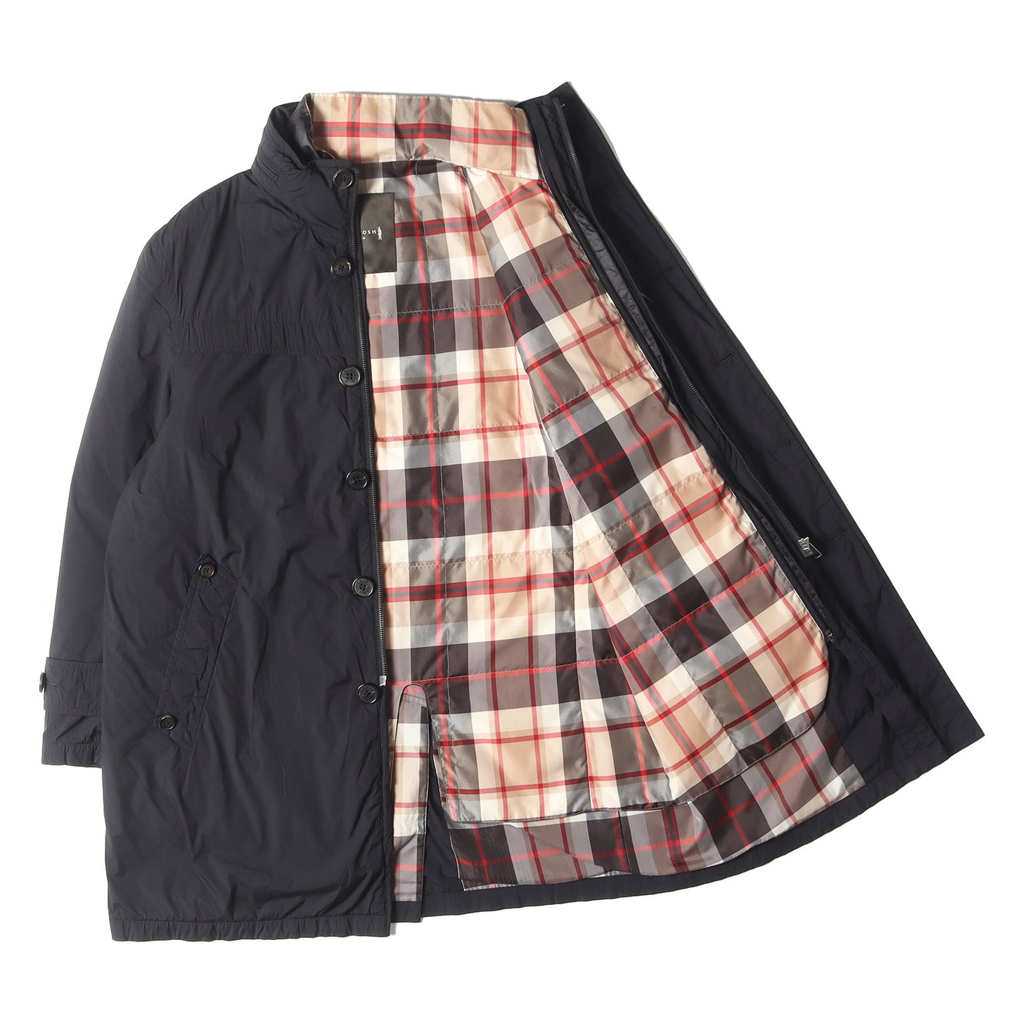 チェック柄ライナーダウン付き 3WAY ストレッチナイロン コート