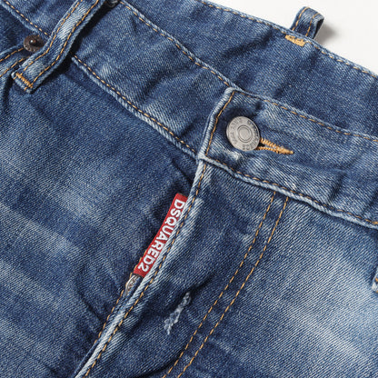 クラッシュリペア加工 立体裁断 ストレッチ デニムパンツ(TIDY BIKER)