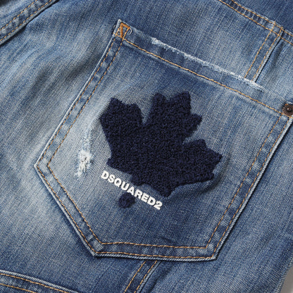 クラッシュリペア加工 立体裁断 ストレッチ デニムパンツ(TIDY BIKER)