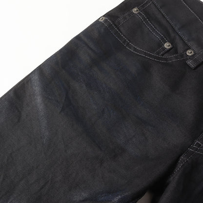 00s コーティング加工 ストレッチ スリム フレアデニムパンツ