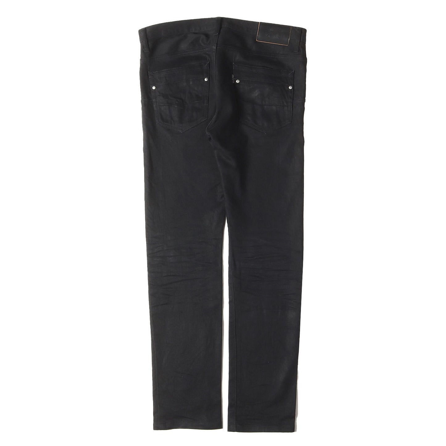 立体シワ加工 ストレッチ スリム ブラック デニムパンツ