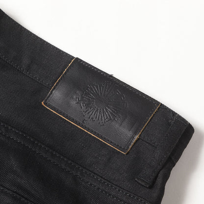 立体シワ加工 ストレッチ スリム ブラック デニムパンツ