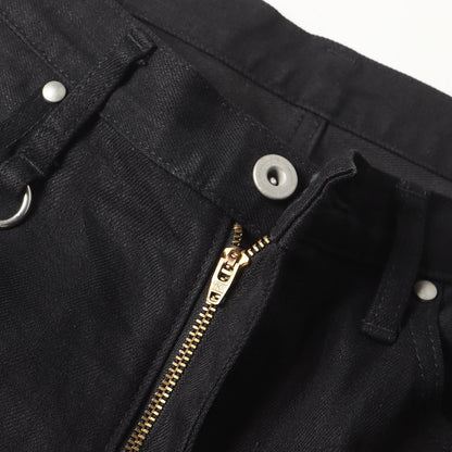 立体シワ加工 ストレッチ スリム ブラック デニムパンツ